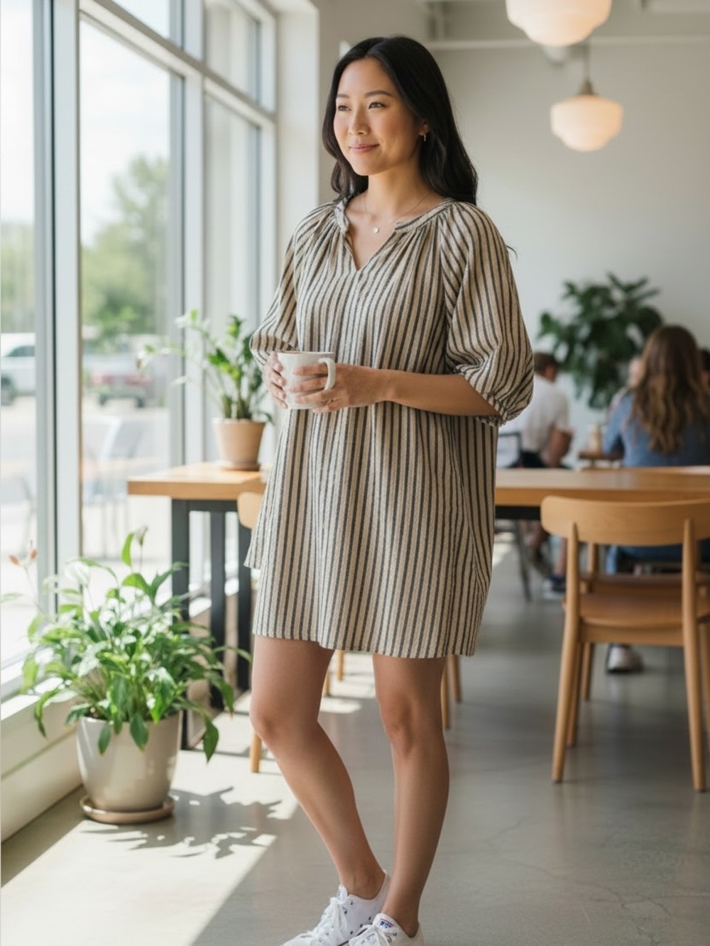 Neve & Hawk Joey Striped Tunic Mini Dress Long Sleeve Cotton Size 10